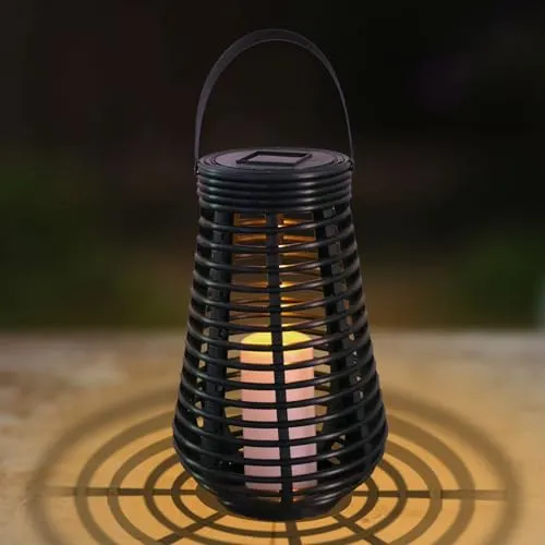 LQWELL® 1 Stück Solarlampen groß für Garten Außen, Wasserdichte Solarlaterne, Rattan Gartenleuchten Draußen, Solar Laterne Warmweiß für Hof, Zimmer, Party Fest deko