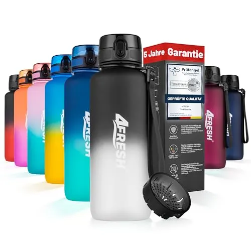 4FRESH Trinkflasche 1500ml mit Sieb – BPA-frei, bruchsicher & auslaufsicher für Sport und Alltag