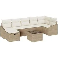 vidaXL Garten-Sofa-Set mit Kissen 8 pcs Beige - Modulares 8-teiliges Gartenmöbel-Set für 7 Personen, ideal für entspannte Momente im Freien. Mit wetterfestem Poly-Rattan und bequemen Kissen bietet es optimalen Komfort und Stil für jede Terrasse oder Garten.