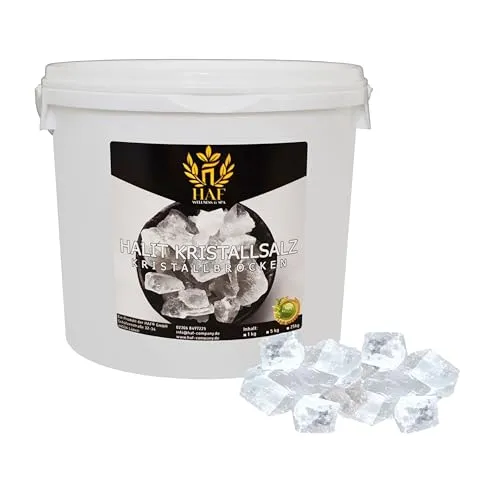 HAF Salzkristalle Weiße Halit Salzbrocken 5 kg - Salzkristalle - Naturbelassene 5 kg Salzbrocken aus Pakistan, reich an Mineralien und ideal für Sauna, Sole oder als dekoratives Element für Ihr Zuhause.