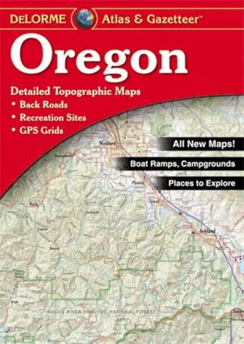 Delorme Atlas & Gazetteer: Oregon - Detaillierte Karten und Informationen über Oregon, ideal für Reisende und Naturfreunde, perfekt für Schule & Lernen.