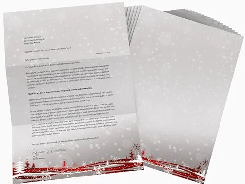 Weihnachtsbriefpapier „Fest der Liebe“ | 20 Blatt Motivpapier DIN A4 im festlichen Design | für private & geschäftliche Weihnachtsgrüße