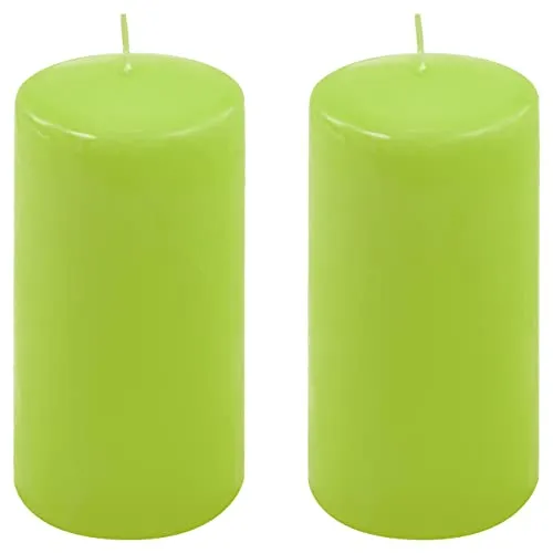 Stumpenkerze Höhe 15 cm Ø 7,5 cm lange Brenndauer Rund-Kerze Säulenkerzen Kerzen-Deko Tafelkerzen Weihnachts-Kerzen Hochzeit Xmas (hellgrün, 2)