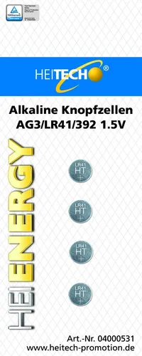 Knopfzellen Sortiment Alkaline 4 x AG3 / LR41 / 392 1,5V 41mAh
