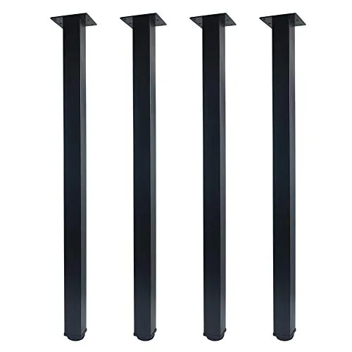 QLLY Metall Möbelfüße Höhenverstellbar, 4er Set, Vierkant Profil 50 x 50 mm, Höhe 75cm, DIY Büro Schwarze Tischbeine (75cm, Schwarz)