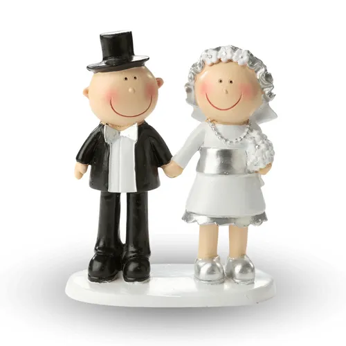 Dekofigur Silberhochzeit 25 Jahre Jubiläum Silberpaar Figur in silber schwarz