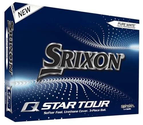 Srixon Q-Star Tour 4 Golfball - Weiß, Dozen - Golfbälle mit FastLayer Core für Distanz und weiches Gefühl, plus Spin Skin für maximalen Spin und neue Ausrichtungshilfe für präzisere Putts.