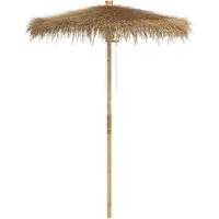 vidaXL Tiki-Schirm mit Bananenblatt-Dach 180 cm - Sonnenschirm im hawaiianischen Stil aus natürlichem Bambus und Bananenblatt, bietet UV-Schutz und bringt tropischen Glanz in deinen Garten oder auf die Terrasse.