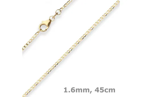 Schmuck Krone Goldkette 1,6mm Panzerkette weit aus 333 Gelbgold 45cm, Gold 333