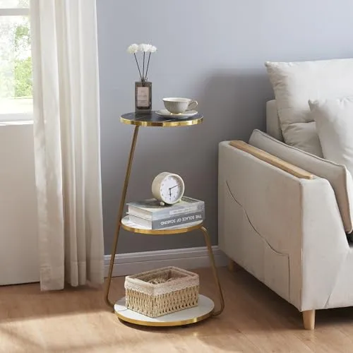 [en.casa] Beistelltisch Sipoo - 3-stufiger Sofatisch mit 3 Ablageflächen - Beistelltisch fürs Wohnzimmer mit flexiblem Design und robusten Materialien. Ideal für individuelle Gestaltung und schnelle Montage.