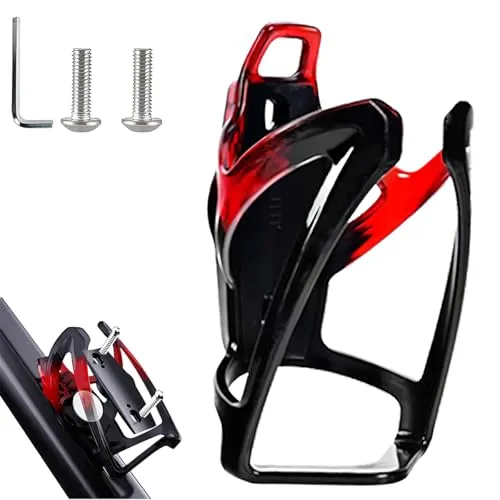 AirTag Fahrrad Getränkehalter 36g Leichtgewicht Trinkflaschenhalter für MTB Rennrad Fahrrad 4 Farben, Flaschenhalter seitliche Entnahme/Fahrrad (Schwarz Anti Diebstahl Schrauben) (Schwarz Rot)