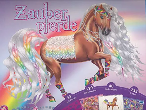 Kreativmappe - Zauberpferde: Kreativmappe zum Malen, Basteln und Stickern mit über 230 Stickern, vielen Malvorlagen und Schablonen