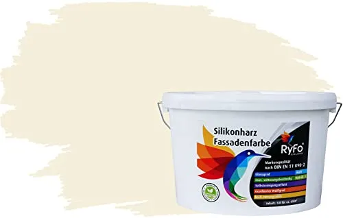 RyFo Colors Silikonharz Fassadenfarbe Lotuseffekt Alabasterweiß 10l - Wetterbeständig und langlebig - Hochwertige Silikonharz-Fassadenfarbe für den Außenbereich. Mit extrem hoher Deckkraft und schmutzabweisender Oberfläche für dauerhaft saubere Fassaden. Ideal für professionelle Anwendungen.