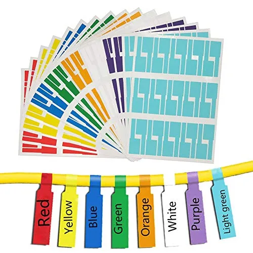 Kabelmarkierer,Kabel Beschriftung Beschriften,8 Farben 16 Blatt 480er Labels Wasserdich Selbstklebend Kabelbeschriftung Kabeletiketten Etiketten Reißfest Universal-Aufkleber