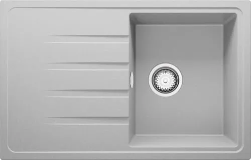 PRIMAGRAN Spülbecken Grau 78x50cm, Granitspüle 1 Becken + Ablauf-Set, Küchenspüle ab 45er Unterschrank - Mailand S005