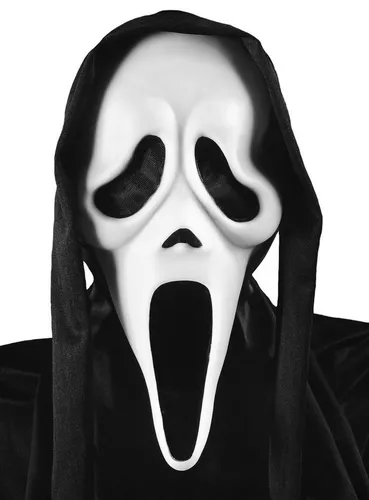 Fun World Scream Maske - Original Ghostface Halloween Maske - Kostüm-Masken: Die geheimnisvolle, originale Scream Maske aus den berühmten Filmen ist perfekt für Halloween und Mottopartys. Weiches Vinyl mit angenähter Kapuze sorgt für hohen Tragekomfort und versteckt die Augen.