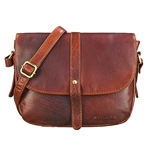 STILORD 'Kira' Umhängetasche Frauen Leder Vintage kleine Handtasche zum Ausgehen klassische Abendtasche Partytasche Freizeittasche Echtleder, Farbe:siena - braun