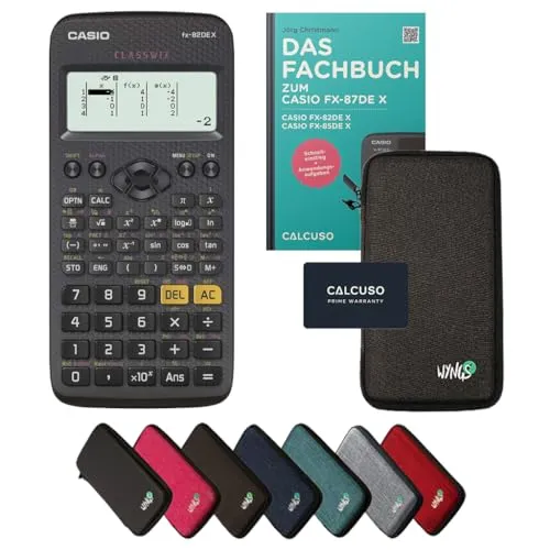 CASIO fx-82DE X Taschenrechner mit Schutztasche und Fachbuch - Taschenrechner mit über 310 Funktionen und Natural-V.P.A.M. inkl. robuster Schutztasche und Fachbuch für optimale Nutzung und Übungsaufgaben.