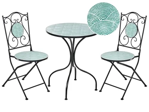 Bistro Set Metall Eisen schwarz Wellenmuster Anapo von Beliani