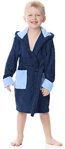 Ladeheid Bademantel Kinder Frottee - Kinder-Bademantel aus 100% Baumwolle, lang und mit Kapuze, ideal für gemütliche Stunden nach dem Baden. Bequem und pflegeleicht, Maschinenwäsche bei 40 Grad.