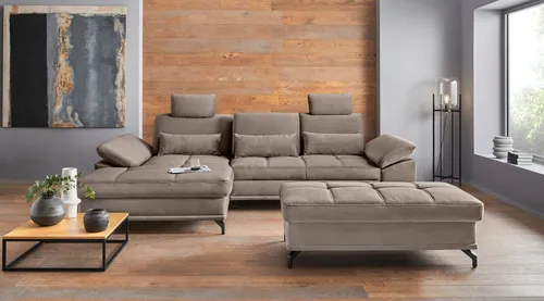 OTTO home Ecksofa Costello L-Form, B: 301 cm mit Sitztiefen-, Armteilverstellung &, 3 Nierenkissen, optional Bettfunktion & Bettkasten