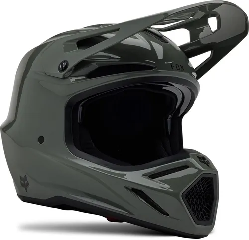 Fox Racing V3 RS Carbon Solid MIPS Motocross Helm - Hochwertiger Motorradhelm mit MIPS® Schutzsystem und 4K-Karbonfaserschale für maximale Sicherheit und minimalen Gewicht. Ideal für anspruchsvolle Motocross-Fahrer.