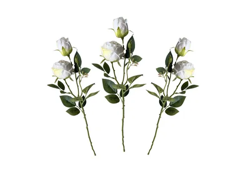 Kunstblumenstrauß Künstliche Rosen 3er Set 55cm. Premium Seidenblumen, 2 Rosen 1 Knospe Rose, Layba, Täuschend echte Seidenblüten, pflegeleicht, vielseitig einsetzbar