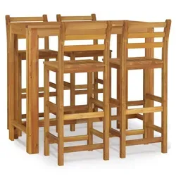 vidaXL Gartenlounge-Set 5-tlg. aus Akazien-Massivholz - Elegantes Gartenbar-Set aus robustem Akazienholz, ideal für entspannte Stunden im Freien. Bequeme Rückenlehnen und einfache Reinigung sorgen für zusätzlichen Komfort.