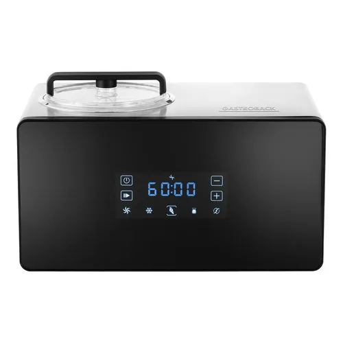 GASTROBACK Design Eis- und Joghurtmaschine AdvControl schwarz - Eismaschine mit selbstkühlendem Kompressor, ideal für die Herstellung von Speiseeis, Joghurt und Sorbet. Genießen Sie bis zu 1,5 kg Eis pro Stunde!