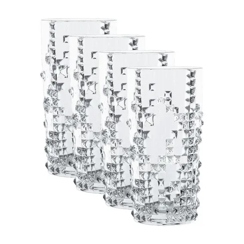 Nachtmann Longdrinkgläser Set 375 ml, 4 Stück - Punk Design - Longdrinkgläser aus Kristallglas, ideal für Cocktails und spülmaschinenfest. Mit markantem Punk-Design und langlebiger Brillanz sind sie das perfekte Geschenk für Genießer.