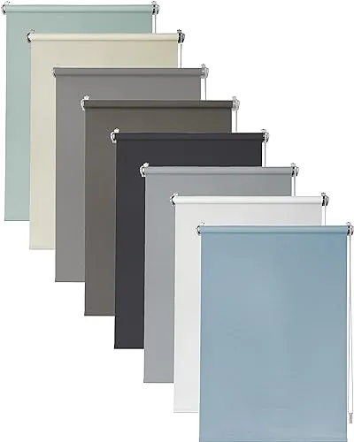 Deco4Me Seitenzugrollo (120 x 160 cm, Hellblau) - Blickdicht & lichtdurchlässig - werkzeugfreie Montage ohne Bohren - Jalousien & Rollos für Fenster - Tageslichtrollo, Klemmrollo (Stoffbreite 116 cm)