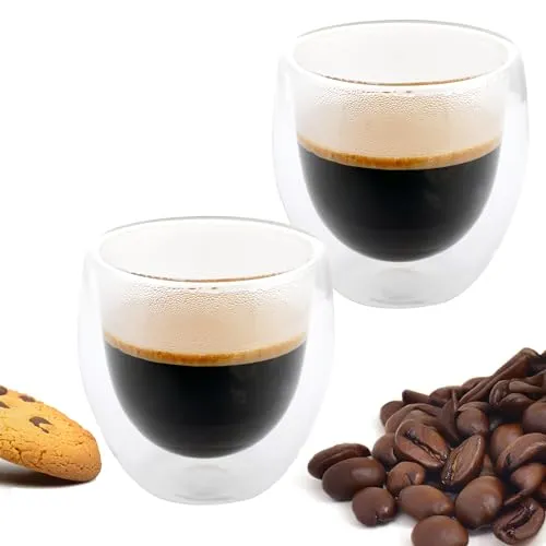 NORDIC SCHILLER Doppelwandige Kaffeegläser, Latte Macchiato Gläser Doppelwandig, 2x 250ml Ideal als Thermogläser Doppelwandig für Cappuccino, Kaffegläser, Teegläser