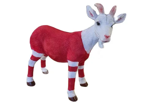 Fachhandel Plus Ziegenbock Figur Hannes - Dekofigur Ziegenbock Hannes aus wetterfestem Polyresin, ideal für Innen- und Außenbereich. Ein lebensechter Blickfang für Garten, Wohnzimmer oder als Geschenk!