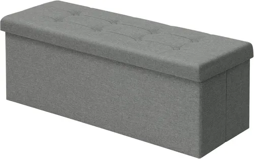 Faltbare Sitzbank mit Aufbewahrungsbox SH11hgr-1 Hellgrau - Sitzbank mit praktischem Aufbewahrungsfach, modern und vielseitig einsetzbar in jedem Raum. Ideal für Ordnung und zusätzlichen Sitzplatz.