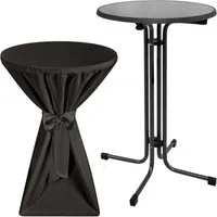 Beautissu Sylt Stehtisch Ø 80cm mit Husse Schwarz - Klapptisch für jeden Anlass – ideal für Partys, Hochzeiten und Gastronomie. Die bügelfreie Husse ist strapazierfähig und die Tischplatte kratzfest sowie fleckenunempfindlich. Schnell und ohne Werkzeug aufstellbar.