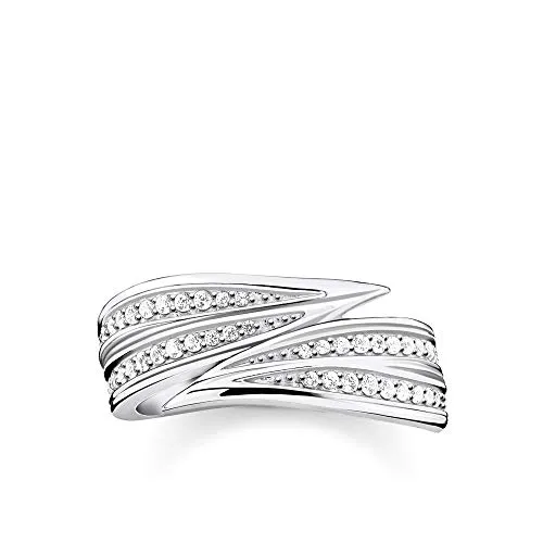 Thomas Sabo 925 Sterling Silberring mit Zirkonia - Ringgröße 54 - Eleganter Damenring aus 925er Sterlingsilber mit funkelnden Zirkonia, ideal als individuelles Geschenk für besondere Anlässe.