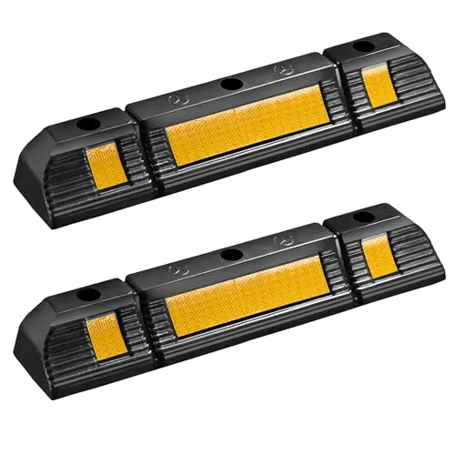 Wiltec Radstopper 60 x 12 x 8 cm – 2er Set Einparkhilfe mit Reflexionsstreifen