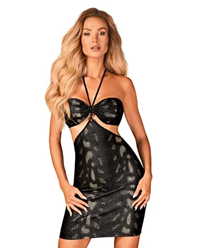 Obsessive Nachtkleid Vivianty - Sinnliche Dessous mit Offenem Rücken - Erotische Bodys, Schwarz - Ungewöhnlicher Schnitt und bequemer Verschluss am Rücken für ultimativen Komfort und verführerisches Styling.