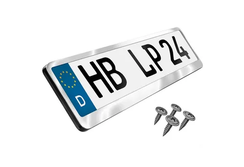 L & P Car Design Kennzeichenhalter für Auto Edelstahl hochglanz poliert Premium Kennzeichenhalter V2A, (1 Stück)