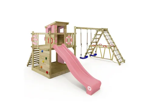 Wickey Spielturm Klettergerüst Smart Surf - Spielplatz für den Garten mit Kletterturm, Schaukel und Rutsche. Sicher und stabil durch extrastarke Balken, aus hochwertigem europäischem Holz. Unvergessliche Abenteuer für Kinder!