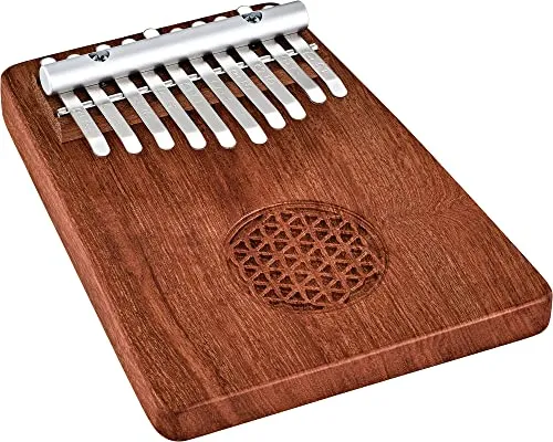 Meinl 10 Notes Solid Redwood Kalimba - Percussion-Instrument mit 10 Zungen aus verchromtem Stahl und elegantem Korpus aus Sambesi-Mammutbaum, inklusive Zubehör für optimale Klangqualität und Pflege.