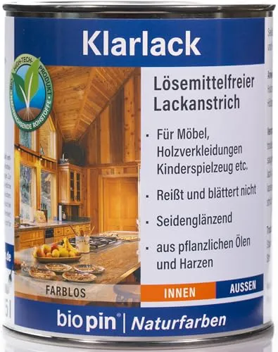 Biopin Klarlack Aqua 0,75 L Hochglanz für Holz und Möbel