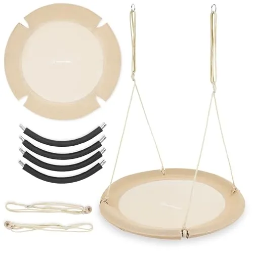 HyperMotion Nestschaukel 100 cm Beige – Höhenverstellbare Schaukel für Kinder & Erwachsene - Vielseitige Schaukel für Garten und Innenräume, bis 150 kg belastbar. Wetterfest und schnell montiert für Spielspaß und Entspannung.