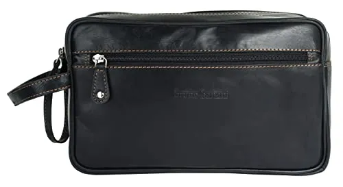 BRUNO BANANI Kulturtasche Echt Leder Herren – Rindleder Kulturbeutel für Reisen - Hochwertige Rindleder Kulturtasche für perfekte Organisation von Hygieneartikeln, ideal für Reisen, Sport und Camping.