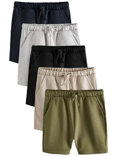 NEXT Jungen Jerseyshorts im 5er-Pack Khakigrün/Grau/Schwarz 62-68