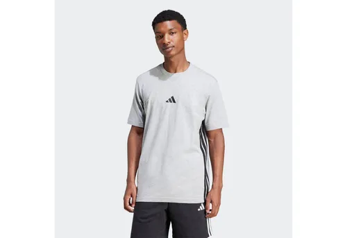 adidas Herren Essential Three Stripes Tee - Rundhalsshirt aus 100% Baumwolle, mit lässigem Schnitt und stylishem Drei-Streifen-Design, ideal für sportliche Freizeitlooks.