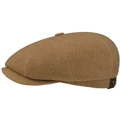 Stetson Hatteras Schirmmütze Damen Herren Flat Cap mit Wolle Kaschmir Herbst Winter Flanelfutter Camel 58 cm