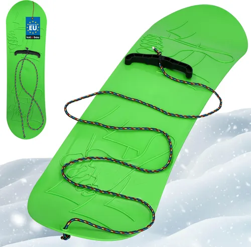 KOTARBAU® Kinder Snowboard 68 x 20 cm Snowboard ohne Bindung Schlitten Board Schneerutscher Kindersnowboard mit Seil Kunststoff Grün