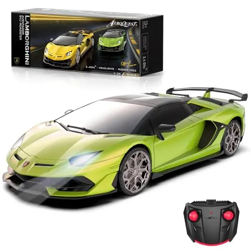AEROQUEST 1:24 Lamborghini Ferngesteuertes Auto,2.4GHz Offiziell Lizenziertes Lamborghini RC Autos für Jungen Mädchen Geburtstagsgeschenke,Grün