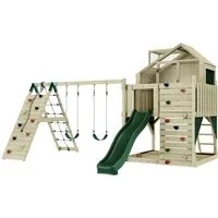 OutdoorToys Spielturm Oscar mit Kinderschaukel Dunkelgrün - Spielspaß für deinen Garten - Erlebe Abenteuer mit dem OutdoorToys Spielturm Oscar! Stabiler Spielturm mit Kletterwand, Rutsche und Kinderschaukel. Ideal für stundenlangen Spaß im Freien.